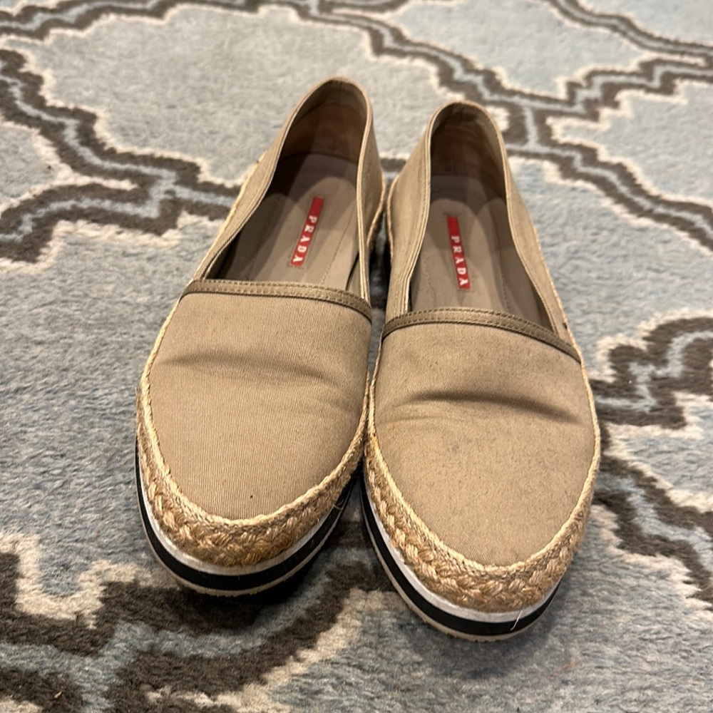 Prada size 37.5 espadrille loafers